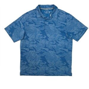 Walter Hagen Polo Shirt Mens L Large Evening Blue Camo Performance Golf Golfing